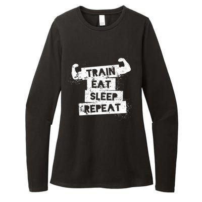 Gym Gift Train Eat Sleep Repeat Gift Womens CVC Long Sleeve Shirt