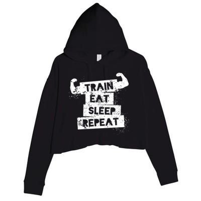 Gym Gift Train Eat Sleep Repeat Gift Crop Fleece Hoodie