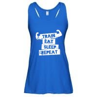 Gym Gift Train Eat Sleep Repeat Gift Ladies Essential Flowy Tank