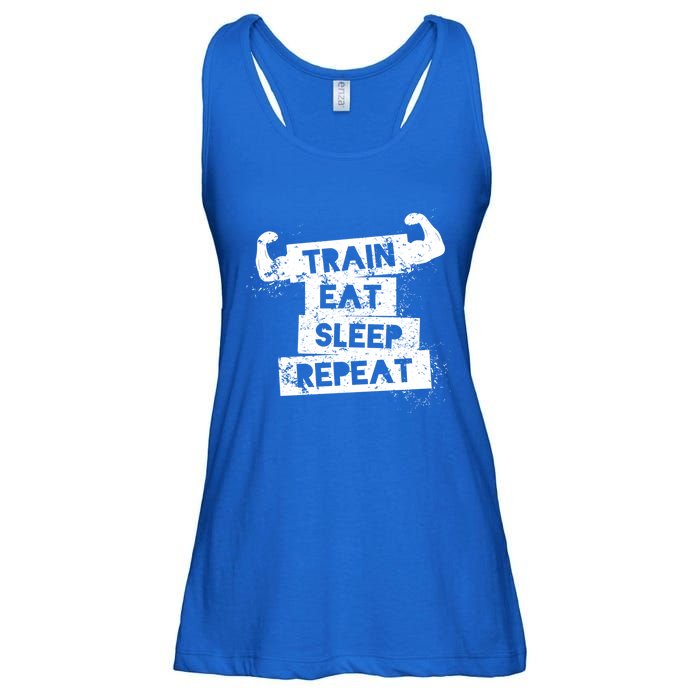 Gym Gift Train Eat Sleep Repeat Gift Ladies Essential Flowy Tank