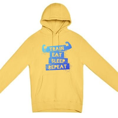 Gym Gift Train Eat Sleep Repeat Gift Premium Pullover Hoodie