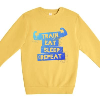 Gym Gift Train Eat Sleep Repeat Gift Premium Crewneck Sweatshirt