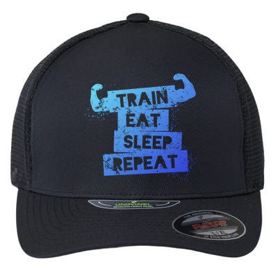 Gym Gift Train Eat Sleep Repeat Gift Flexfit Unipanel Trucker Cap