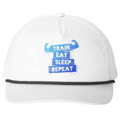 Gym Gift Train Eat Sleep Repeat Gift Snapback Five-Panel Rope Hat