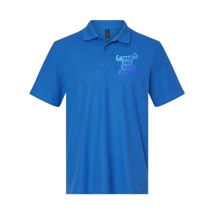 Gym Gift Train Eat Sleep Repeat Gift Softstyle Adult Sport Polo