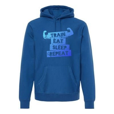 Gym Gift Train Eat Sleep Repeat Gift Premium Hoodie