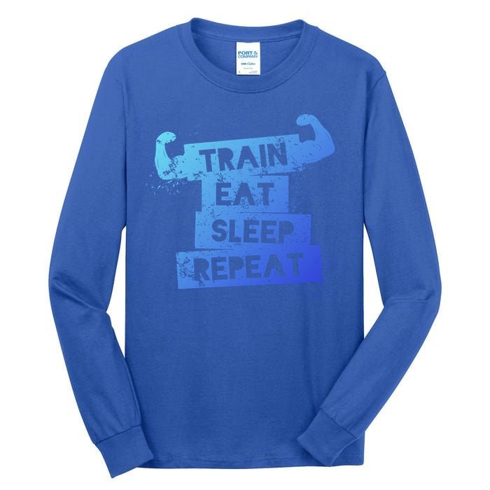 Gym Gift Train Eat Sleep Repeat Gift Tall Long Sleeve T-Shirt