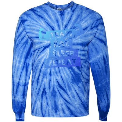 Gym Gift Train Eat Sleep Repeat Gift Tie-Dye Long Sleeve Shirt