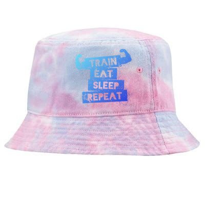 Gym Gift Train Eat Sleep Repeat Gift Tie-Dyed Bucket Hat