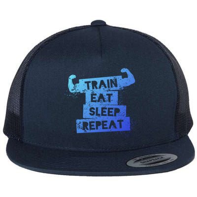 Gym Gift Train Eat Sleep Repeat Gift Flat Bill Trucker Hat