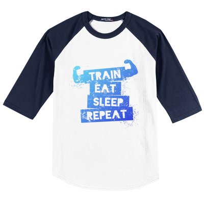 Gym Gift Train Eat Sleep Repeat Gift Baseball Sleeve Shirt