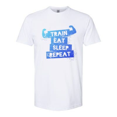 Gym Gift Train Eat Sleep Repeat Gift Softstyle® CVC T-Shirt