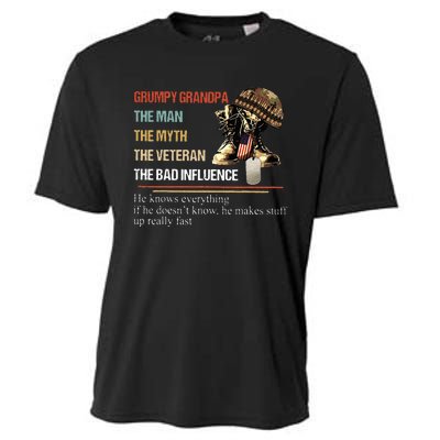 Grumpy Grandpa The Man The Myth The Veteran Cooling Performance Crew T-Shirt