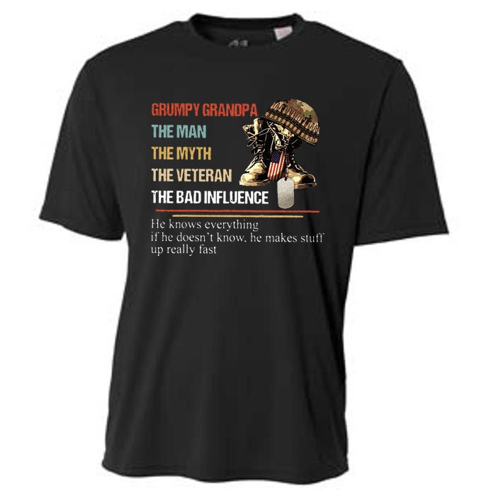 Grumpy Grandpa The Man The Myth The Veteran Cooling Performance Crew T-Shirt