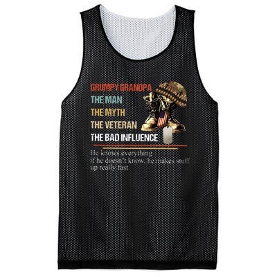 Grumpy Grandpa The Man The Myth The Veteran Mesh Reversible Basketball Jersey Tank