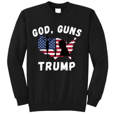 God Guns Trump, Pro Trump, Trump 2024, 4th Of July USA Flag Sweatshirt