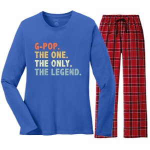 Gmeaningful Giftpop The One Only Legend Funny Fathers Day For Pop Gmeaningful Gi Women's Long Sleeve Flannel Pajama Set 