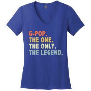 Gmeaningful Giftpop The One Only Legend Funny Fathers Day For Pop Gmeaningful Gi Women's V-Neck T-Shirt