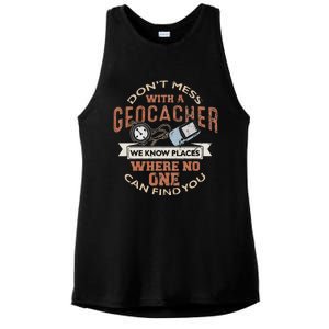 Geocache Geocaching Treasure Hunt Ladies PosiCharge Tri-Blend Wicking Tank