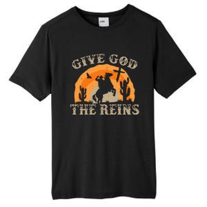 Give God The Reins Cowboy Retro For Christian Tall Fusion ChromaSoft Performance T-Shirt