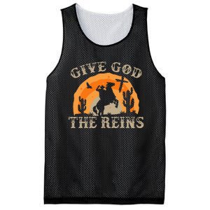 Give God The Reins Cowboy Retro For Christian Mesh Reversible Basketball Jersey Tank