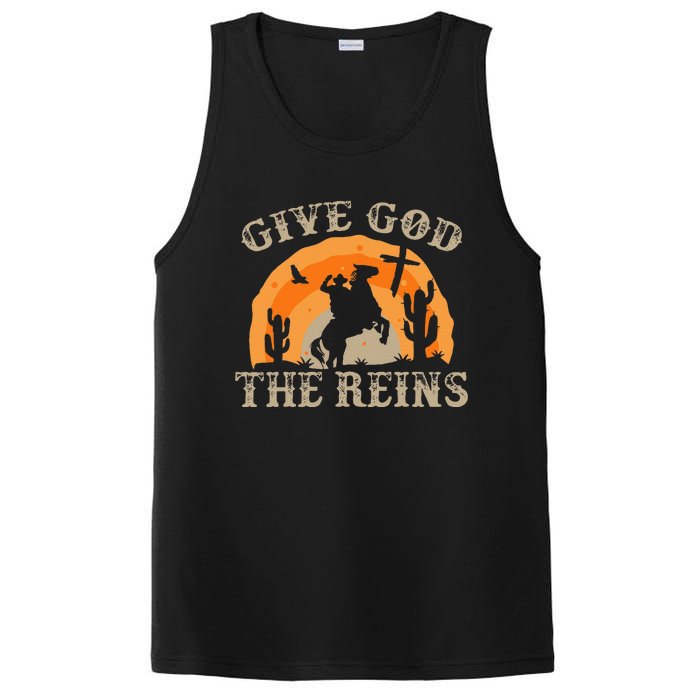 Give God The Reins Cowboy Retro For Christian PosiCharge Competitor Tank