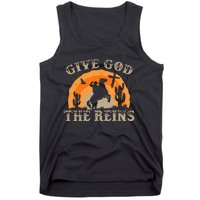 Give God The Reins Cowboy Retro For Christian Tank Top