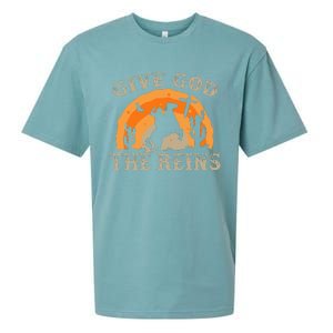 Give God The Reins Cowboy Retro For Christian Sueded Cloud Jersey T-Shirt