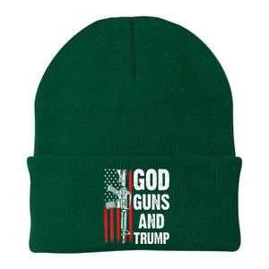 God Guns & Trump Patriotic USA 2nd Amendment American Flag Knit Cap Winter Beanie