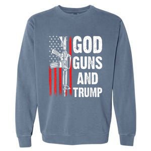 God Guns & Trump Patriotic USA 2nd Amendment American Flag Garment-Dyed Sweatshirt