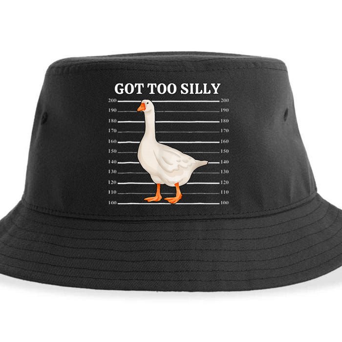 Goose Got Too Silly Funny Silly Goose Mugshot Meme Sustainable Bucket Hat