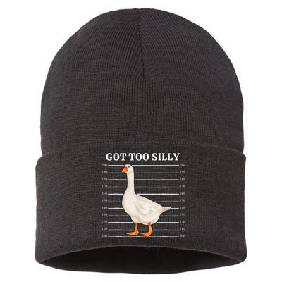 Goose Got Too Silly Funny Silly Goose Mugshot Meme Sustainable Knit Beanie