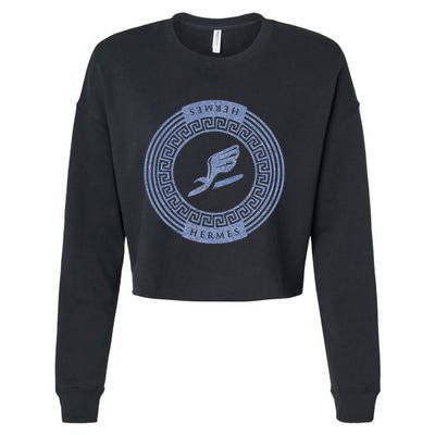Greek God T Hermes Winged Sandal Messenger Cropped Pullover Crew