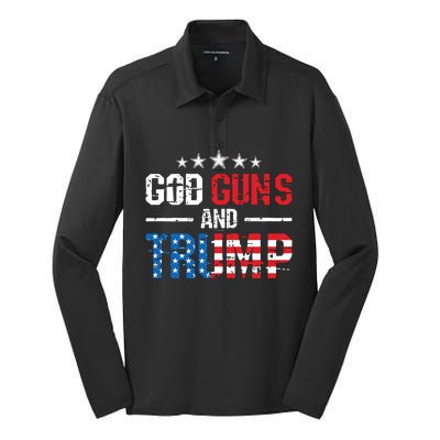 God Guns Trump 2nd Amendment Trump 45 47 Silk Touch Performance Long Sleeve Polo