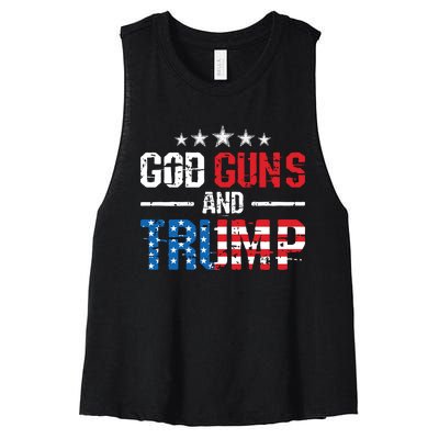 God Guns Trump 2nd Amendment Trump 45 47 Women's Racerback Cropped Tank