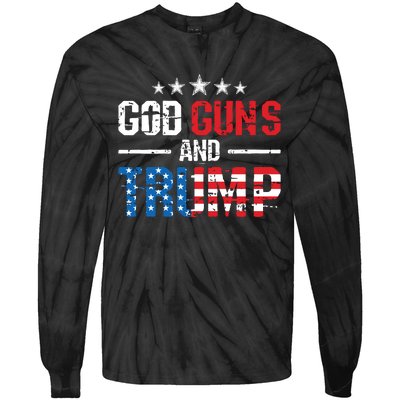 God Guns Trump 2nd Amendment Trump 45 47 Tie-Dye Long Sleeve Shirt