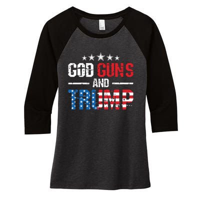 God Guns Trump 2nd Amendment Trump 45 47 Women's Tri-Blend 3/4-Sleeve Raglan Shirt