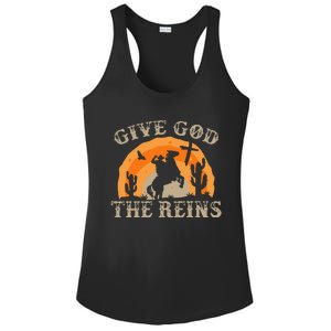 Give God The Reins Cowboy Retro For Christian Ladies PosiCharge Competitor Racerback Tank