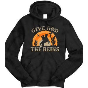 Give God The Reins Cowboy Retro For Christian Tie Dye Hoodie