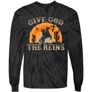 Give God The Reins Cowboy Retro For Christian Tie-Dye Long Sleeve Shirt