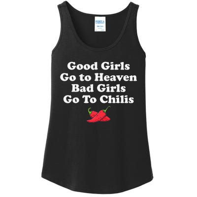 Good Go To Heaven Bad Go To Chilis Funny Pepper Ladies Essential Tank