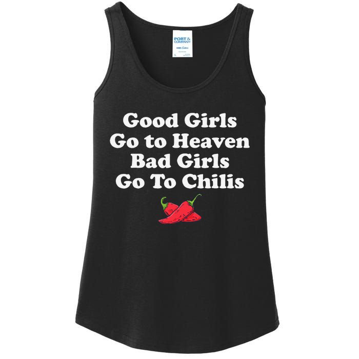 Good Go To Heaven Bad Go To Chilis Funny Pepper Ladies Essential Tank