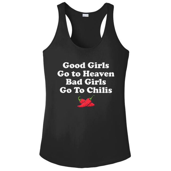 Good Go To Heaven Bad Go To Chilis Funny Pepper Ladies PosiCharge Competitor Racerback Tank