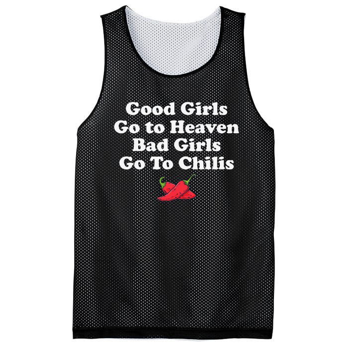 Good Go To Heaven Bad Go To Chilis Funny Pepper Mesh Reversible Basketball Jersey Tank