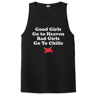 Good Go To Heaven Bad Go To Chilis Funny Pepper PosiCharge Competitor Tank