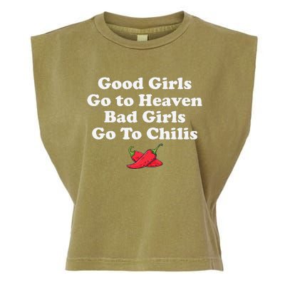 Good Go To Heaven Bad Go To Chilis Funny Pepper Garment-Dyed Women's Muscle Tee