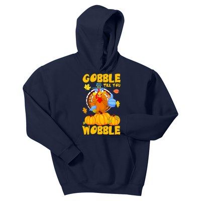 Gobble Gobble Till You Wobble Turkey Gift Kids Hoodie