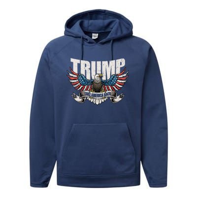 Great Gift Trump 2024 Flag Take America Back Performance Fleece Hoodie