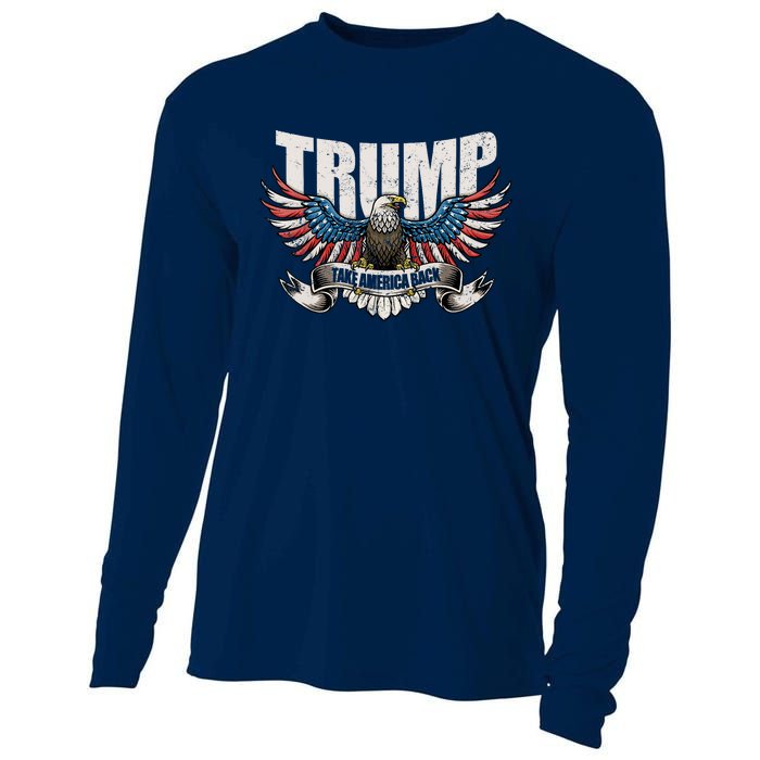 Great Gift Trump 2024 Flag Take America Back Cooling Performance Long Sleeve Crew