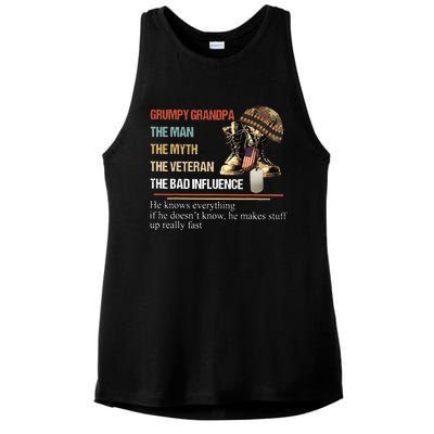 Grumpy Grandpa The Man The Myth The Veteran Ladies PosiCharge Tri-Blend Wicking Tank